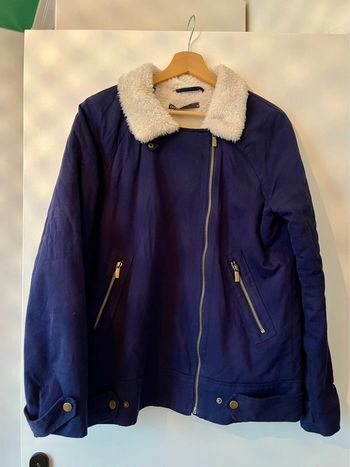Blouson ekyog bleu et sherpa Teddy blanc cassé 40