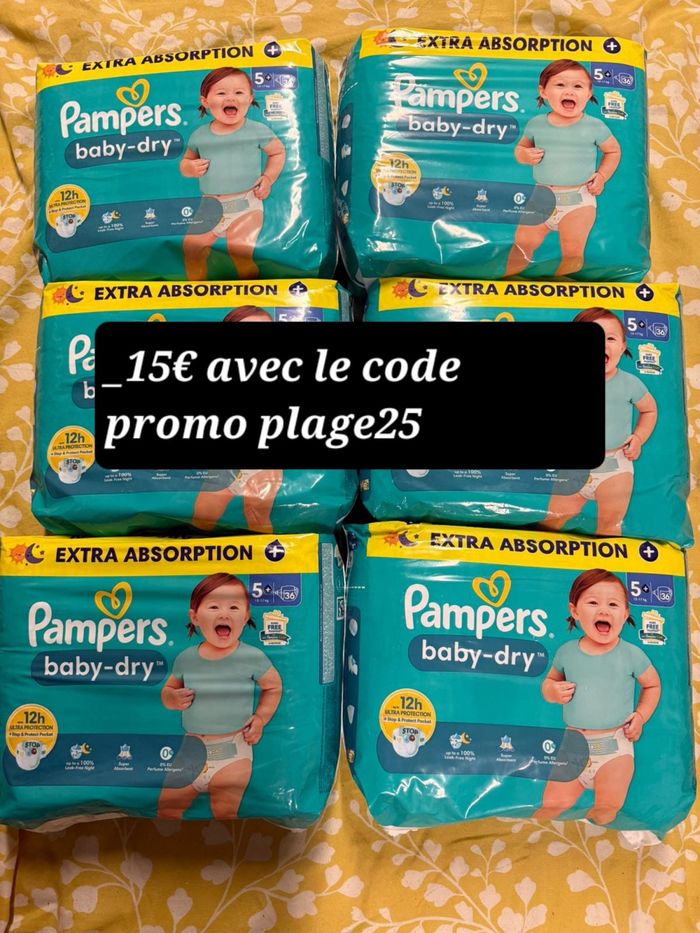Six pack de couches Pampers taille 5 plus