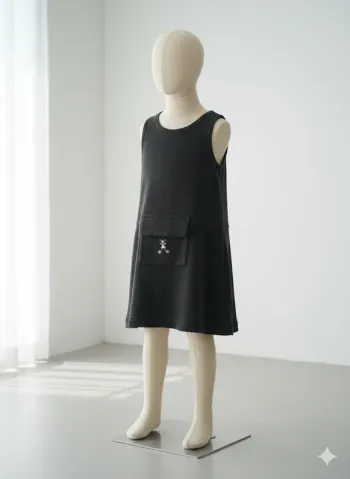 Robe sans manche grise/noir fille 5 ans