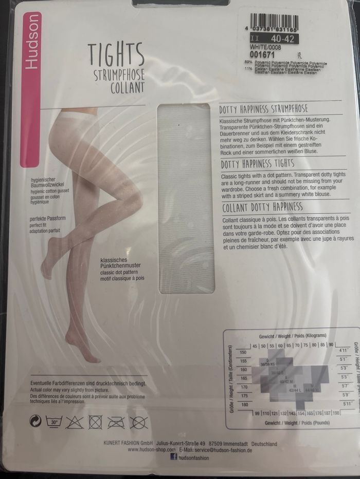 Collant Hudson blanc à pois – Taille 40-42 - photo numéro 2