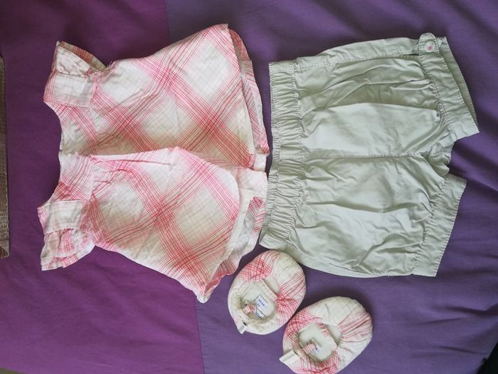 Ensemble t shirt + short + chaussons