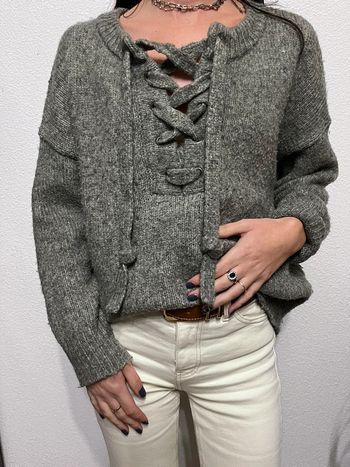 Pull en laine Zara gris