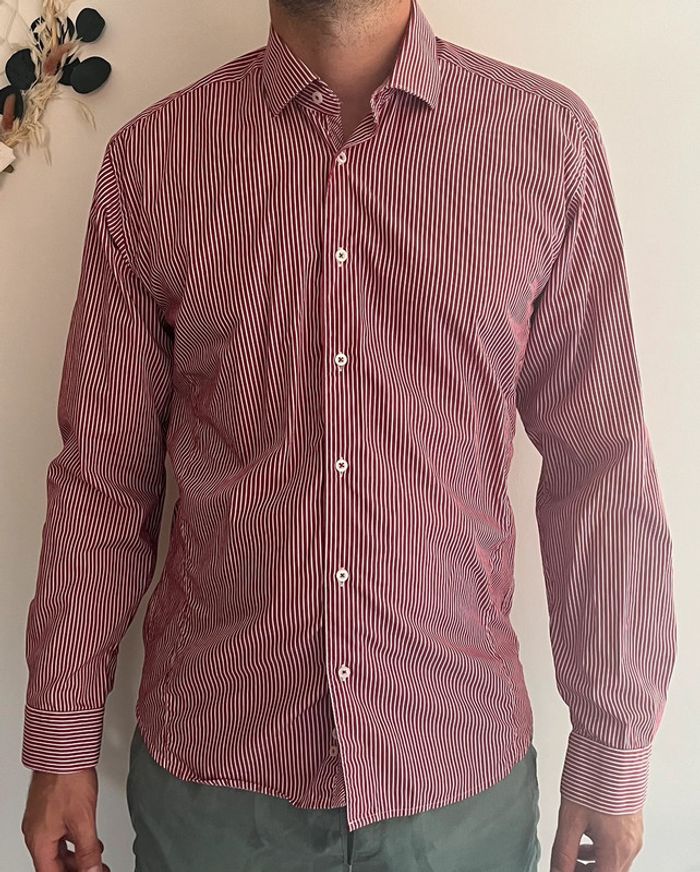 329 - Chemise rayures blanche rouge - photo numéro 4