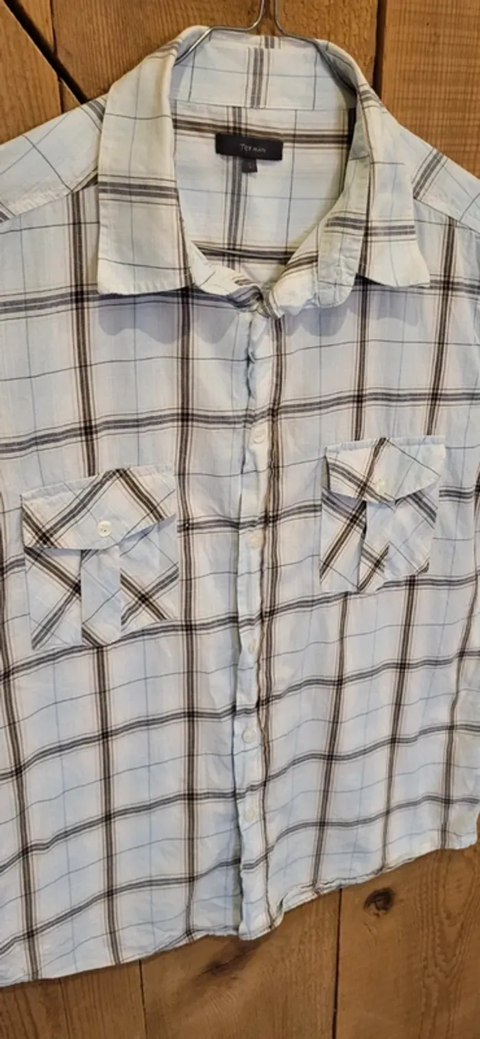 Chemise à carreaux homme Texman taille L – Blanc bleu - Très bon état - photo numéro 4