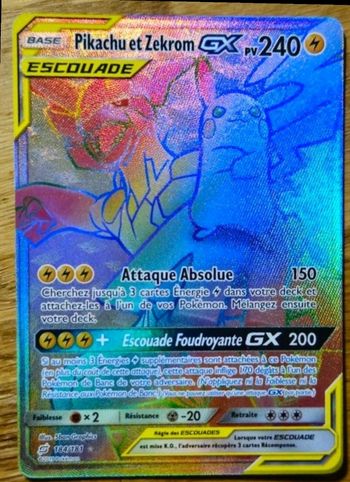 Carte pokémon 🇨🇵 Pikachu et Zekrom GX 184/181 escouade Duo de Choc 