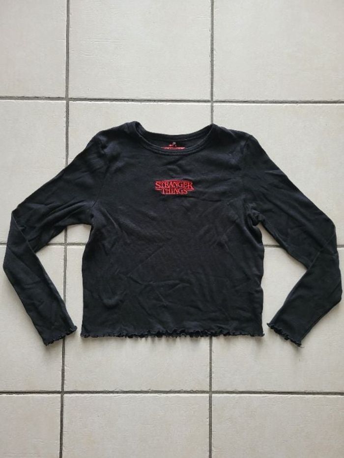 Tee-shirt manche longue noir Stranger Things