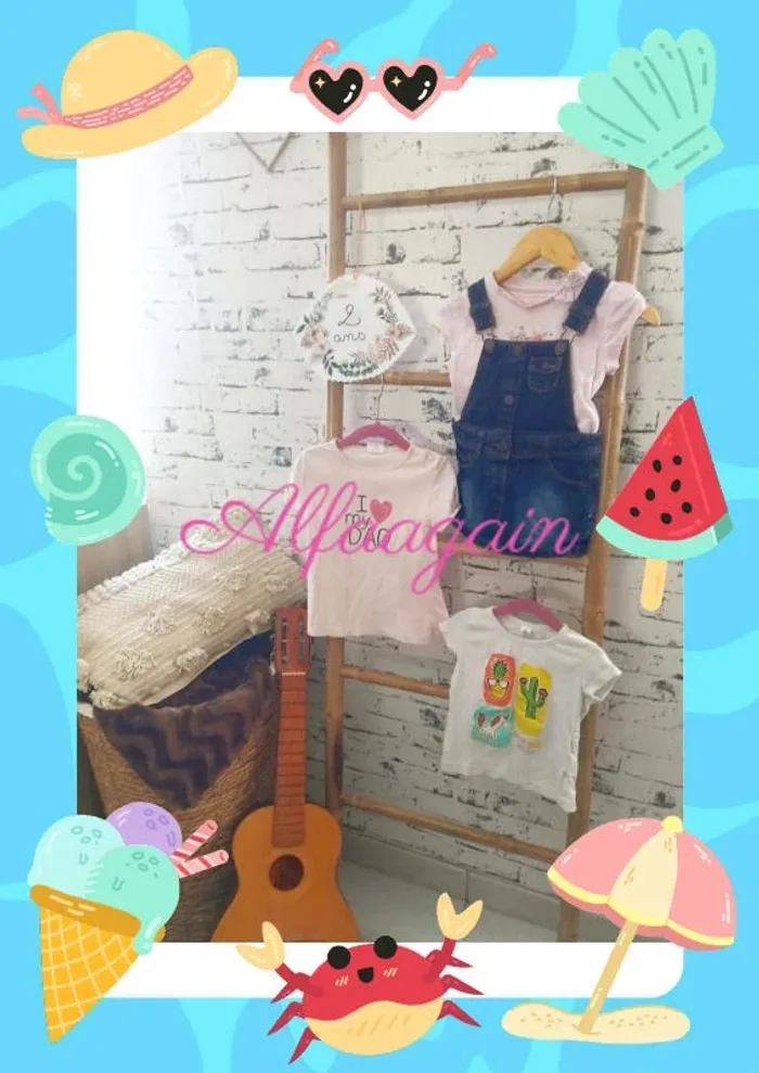Lot salopette robe jean t-shirts 2ans
