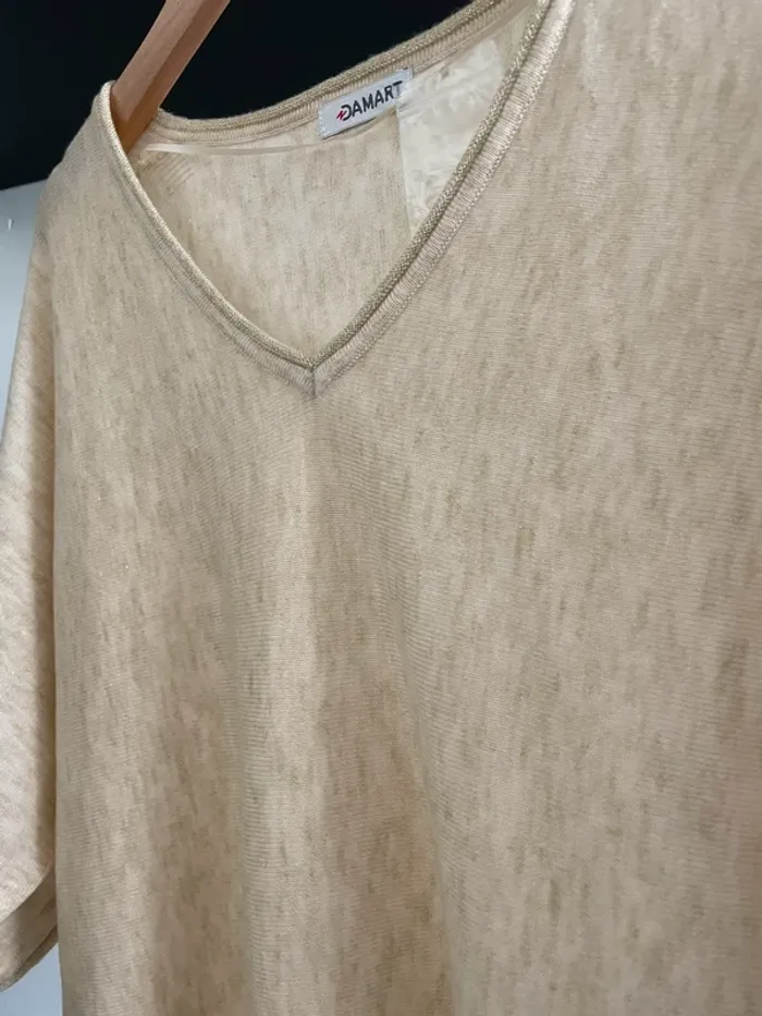 Pull léger extrêmement doux crème à paillettes doré Damart - photo numéro 3