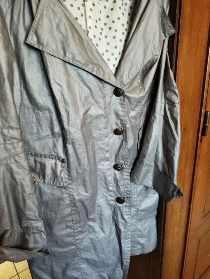 Manteau trench coat gris en lin vintage 42/44 - photo numéro 5