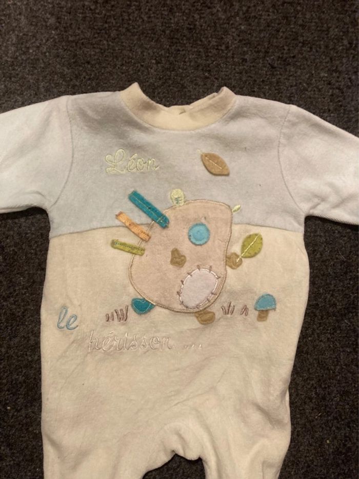 Pyjama mixte Léon le hérisson - Taille 1 mois - photo numéro 2