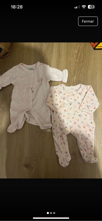 Lot 2 pyjamas velours naissance
