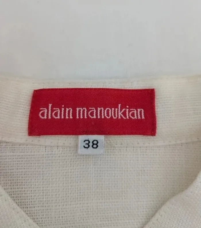Chemise blouse d'été brodée blanche - 100% lin - Alain Manoukian - taille 38 - photo numéro 7