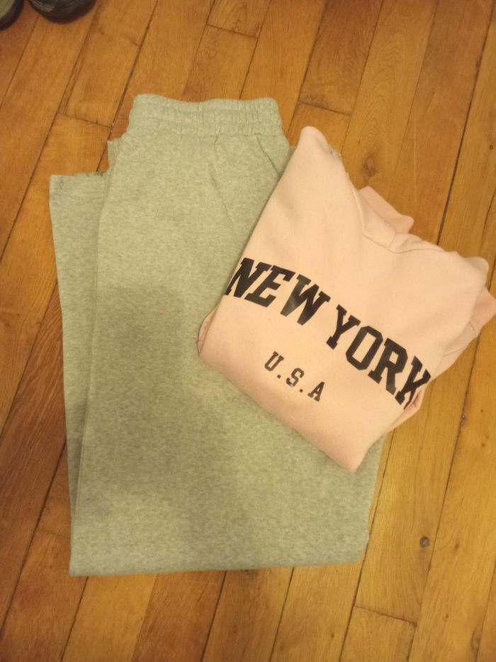 Ensemble sport taille 14 ans rose et gris