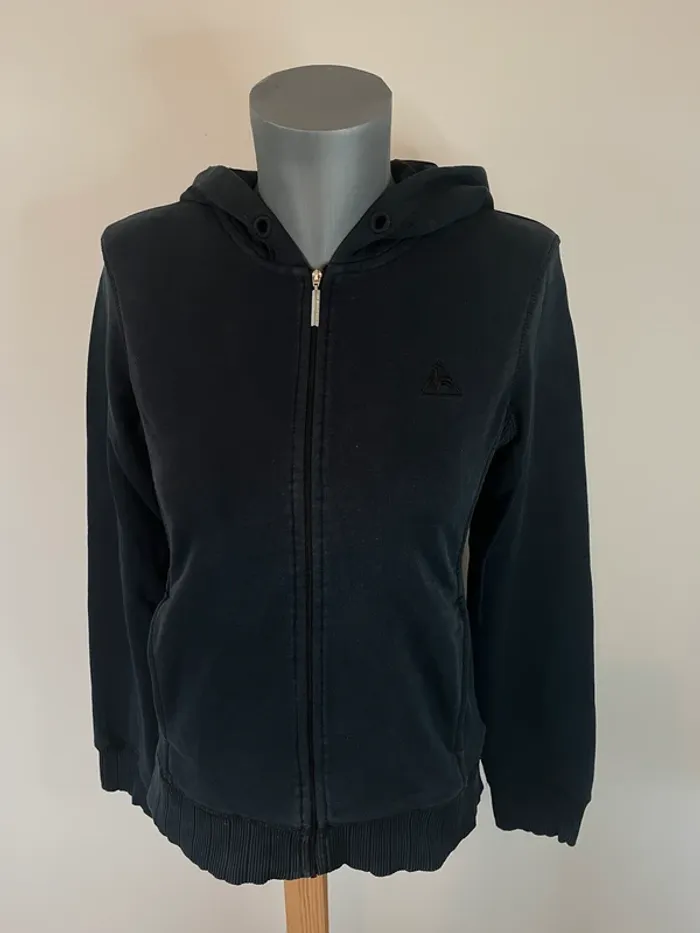 Gilet à capuche bleu marine Le Coq Sportif L zipé logo dos style sport casual