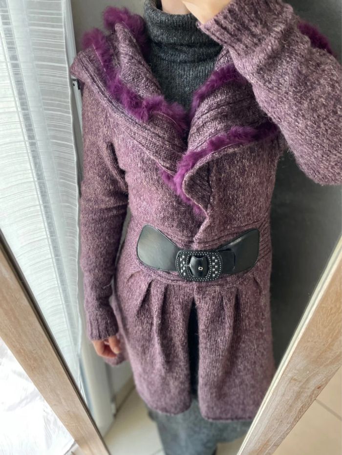 Gilet long femme violet - photo numéro 3