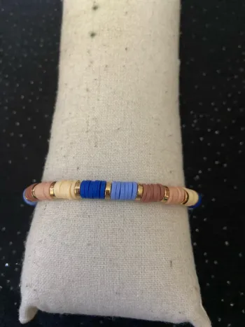 Bracelet heishi bleu marron