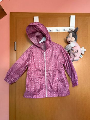 Veste de pluie / parka rose à pois 3 ans