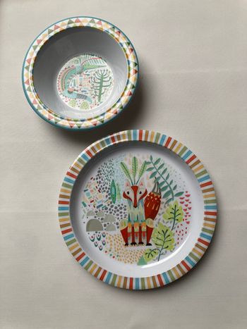 Vaisselle Mélamine Zara Home Kids - Ensemble Assiette & Bol Renard/Crocodile