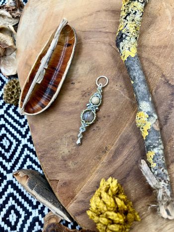Bijou de cheveux - tresse/dread - macramé pierre Agate et Jaspe