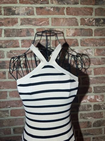 Robe longue rayée Bershka Taille M / 38 , dos croisé et fente