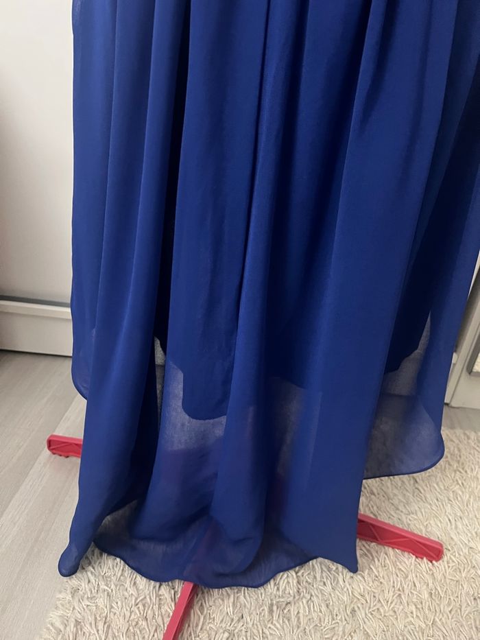 Robe bustier asymétrique bleu roi et argent - photo numéro 5