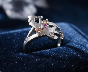 bague en argent 925/°°° marque ted lapidus dim 58 pierres citrine et quartz rose