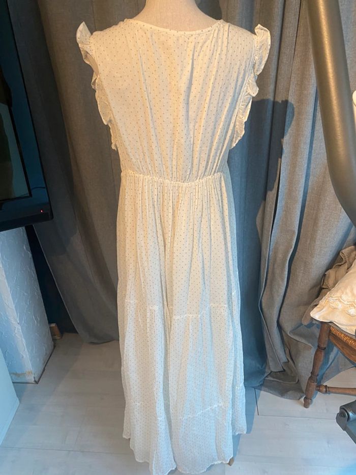 Robe longue blanche à pois dorés Goa L - photo numéro 3