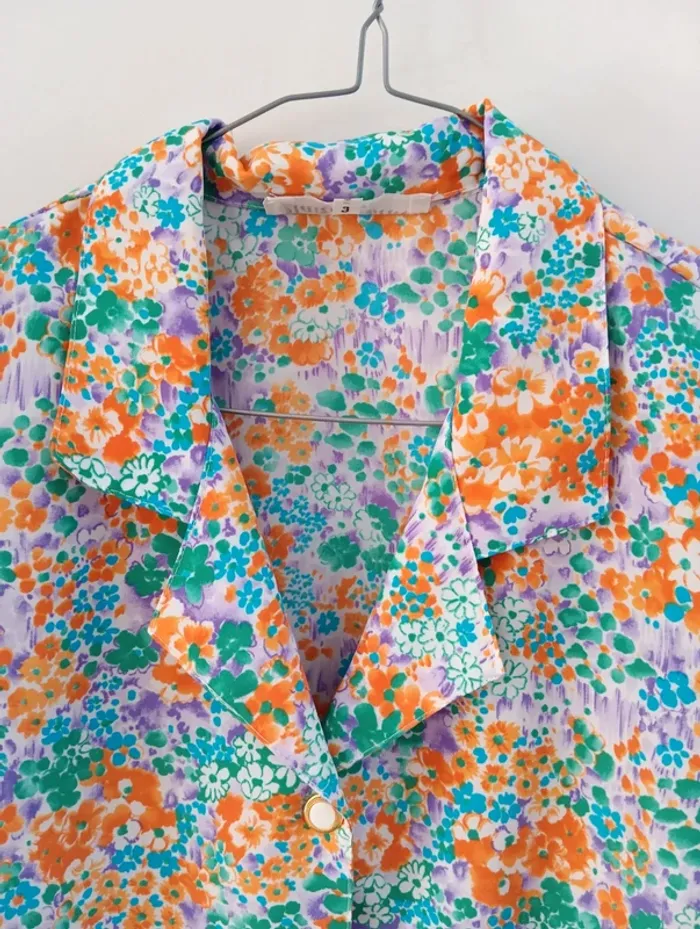 Chemise manches courtes fleurs multicolores - photo numéro 3