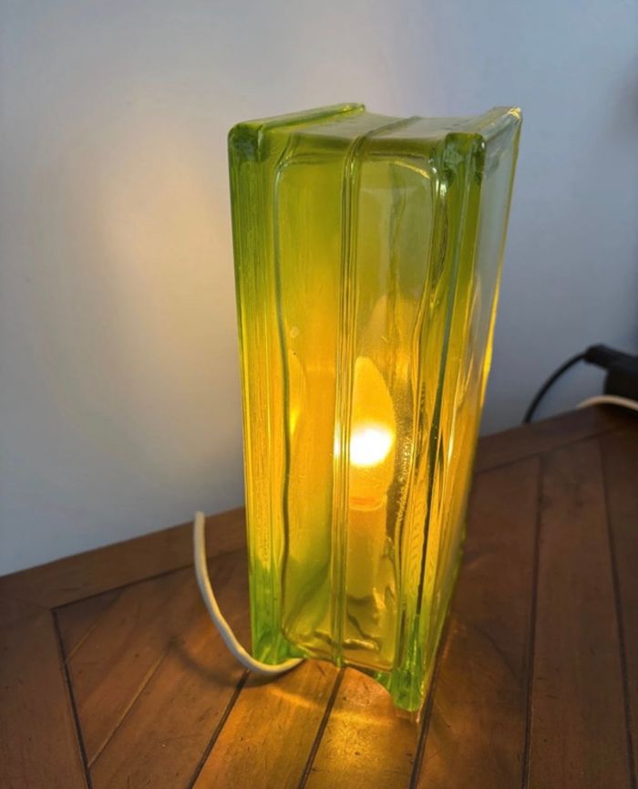 Lampe brique de verre Léonardo vintage 70 - bon état - photo numéro 3