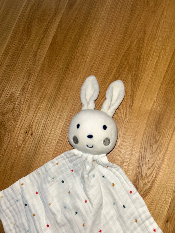 Doudou orchestra Prémaman lapins lange blanc étoilé rouge bleu marron 45cm - photo numéro 2