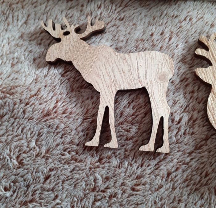 Paquet de 12 figurines bois à peindre *Cerfs,Rennes,Élans - photo numéro 3