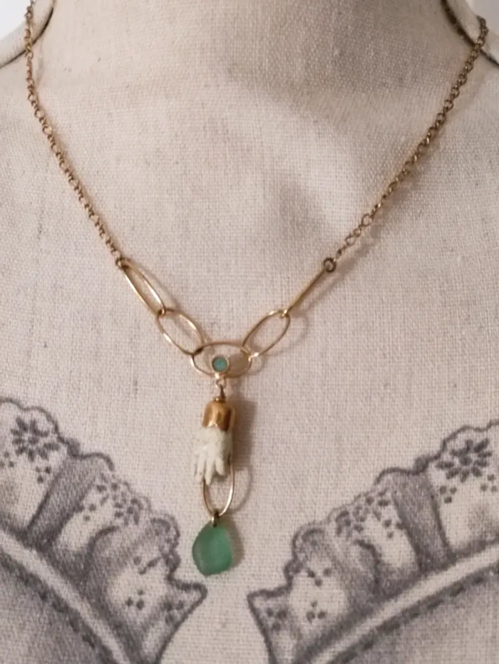 🙏 collier namaste🌿 Main en jaspe paysagé 💚 - photo numéro 5