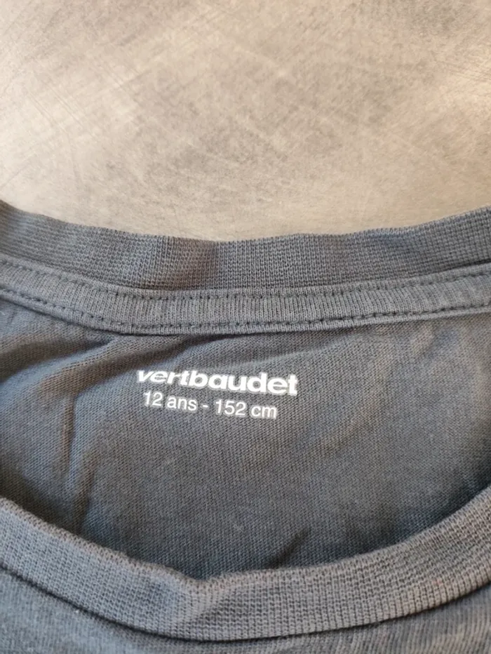T-shirt gris manches courtes Vertbaudet 11/12 ans - photo numéro 3