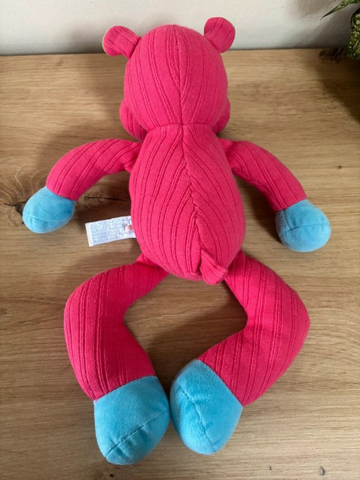 Doudou peluche hippopotame rose bleu pois Aurora baby - photo numéro 3