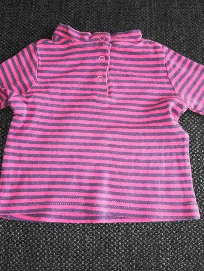 Lot de deux jolis tee-shirts sous pulls, bébé fille, 3mois - photo numéro 8