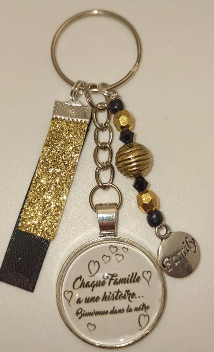 Cadeau famille, porte clé message bijoux de sac " famille"