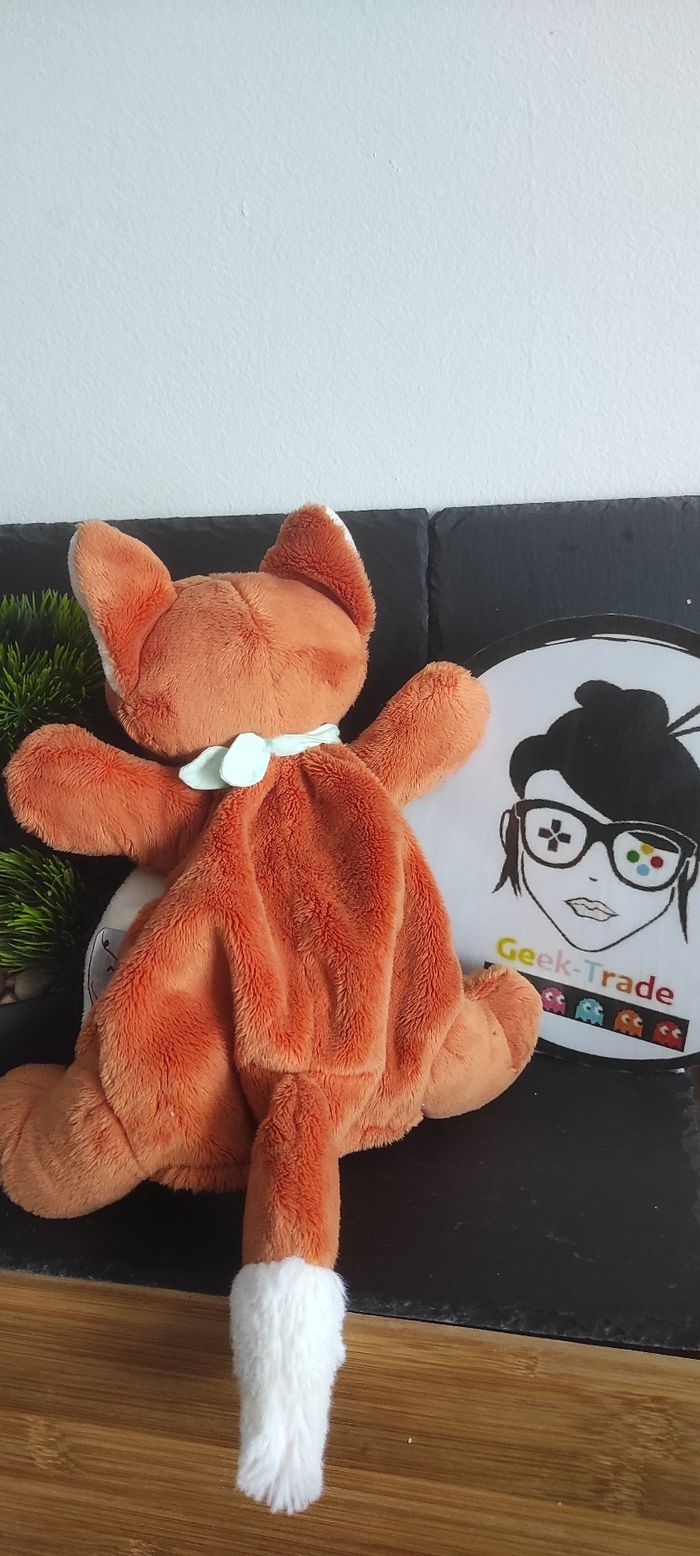 doudou marionnette renard paprika kaloo orange blanc vert k bandana Roux Rond - photo numéro 2