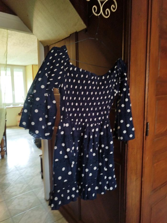 Top bleu marine femme pois vintage S/M y2k - photo numéro 12