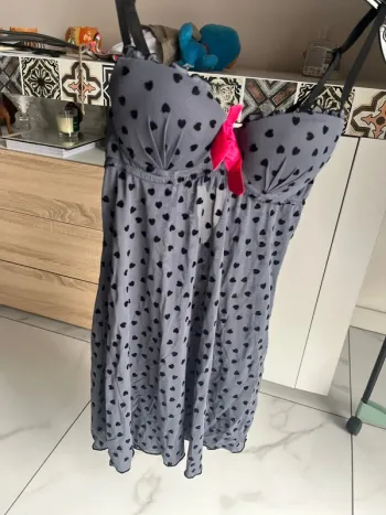 Nuisette petit cœurs noeud rose undiz