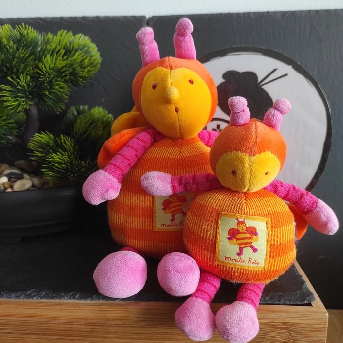 Lot Peluche Doudou Moulin Roty Louna Abeille Orange Jaune Rose #geektradedoudou