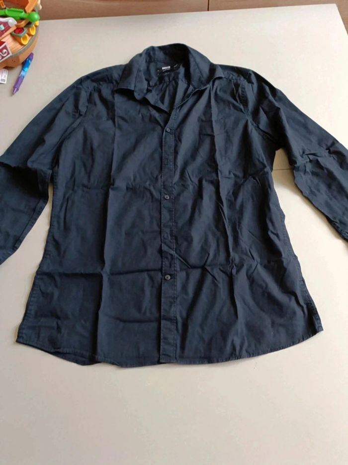 Chemise manches longues brice taille L easy slim stretch noir