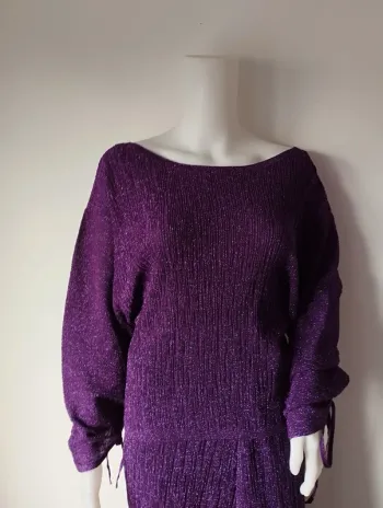 Blouse manches réglables violet à paillettes taille 40 Promod