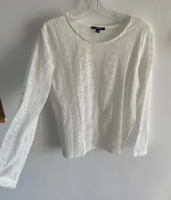 Haut manche longue avec broderie kiabi blanc transparent