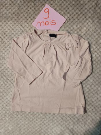 T-shirt rose noeud 9 mois