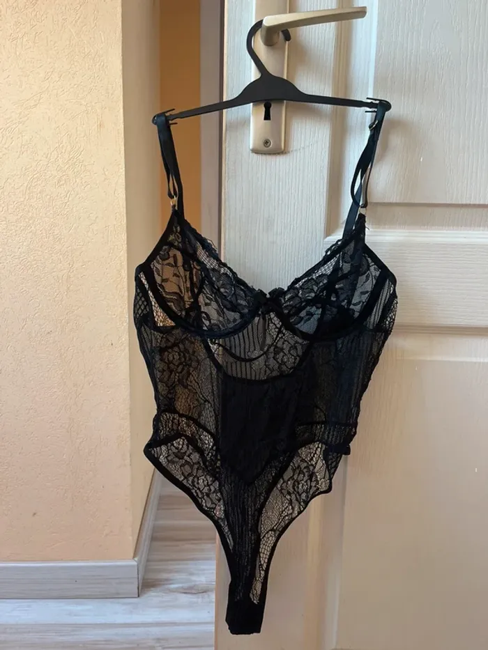 body dentelle noir femme lingerie taille s (36) - photo numéro 2