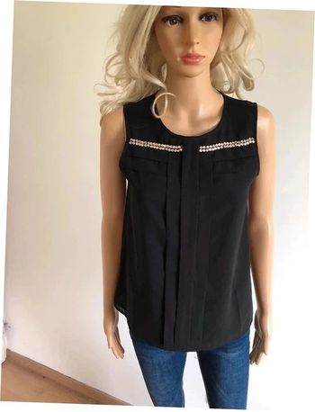 Blouse noire neuve sans manches avec strass Morgan taille 36 (valeur 39€)