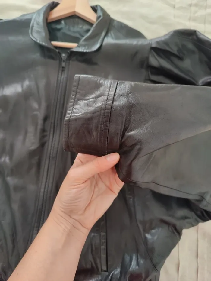 Veste en cuir oversized Vintage 80's - photo numéro 11
