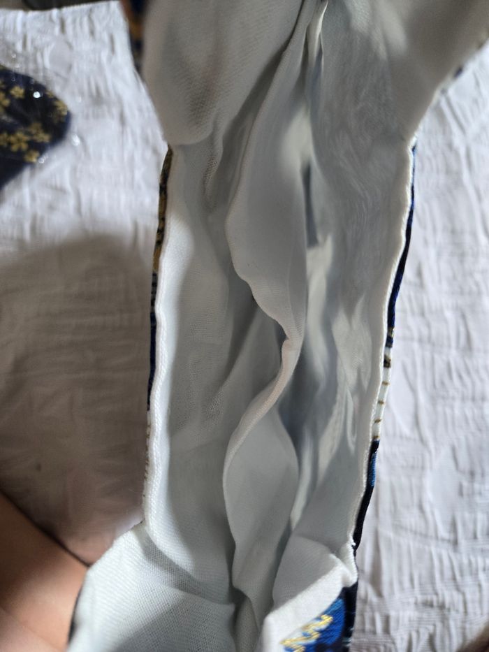 Sac de poignet bleu, blanc et doré - photo numéro 4