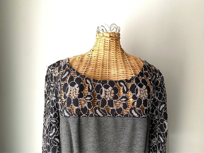 Robe Naf Naf grise avec dentelle noire taille 36 - photo numéro 5