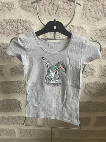 Tee shirt fille 6 ans lapin gris zeeman